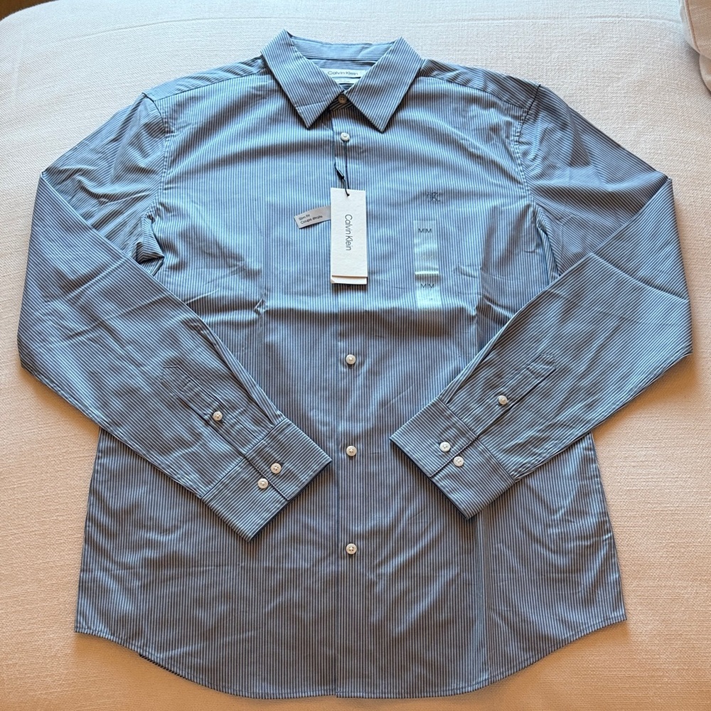Calvin Klein Men's Classic Blue Pinstripe Shirt